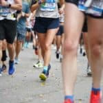 The legs and feet of marathon runners