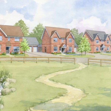 Artist's impression of West Acre Park housing development