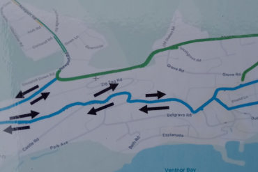 The diversion map showing route down Gills cliff road
