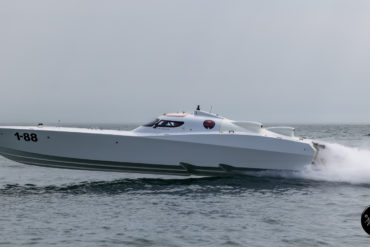 Powerboat on the water in the UKOPRA Championships 2025