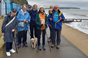 Caroline with friends on the seafront