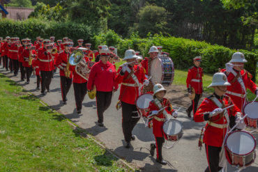 Marching band at the Celebrate 80 event at Victoria Rec