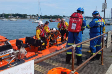 Cowes RNLI crew met Hill Head Coastguard Response Team at Hamble