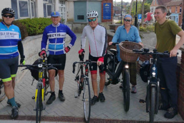 Cyclists outside county hall about to start their challenge