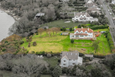 66 Solent View from the air, with site in colour but all other parts of the photo in black and white