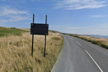 early warning flashing light signage on the military road
