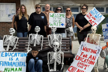 iow sen protesters outside county hall