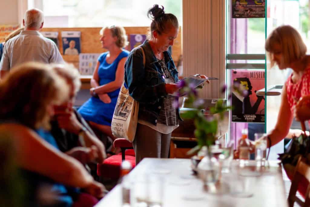 people milling around in Ventnor Exchange during Ventnor Fringe