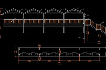 Drawing of proposed seating area with black background