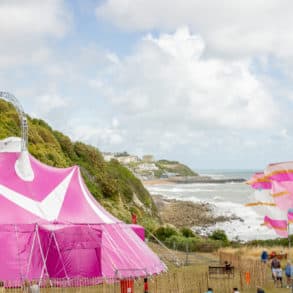 The Ventnor Exchange Arena big top tent on the side of the hill