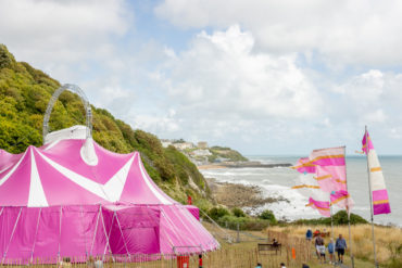 The Ventnor Exchange Arena big top tent on the side of the hill