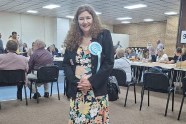 Caroline Gladwin at the by-election count