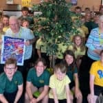 Greenmount Library with pupils and the author and his wife