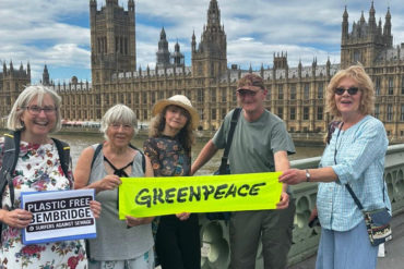 IW Greenpeace, SAS and Bembridge Plastic Free outside parliament