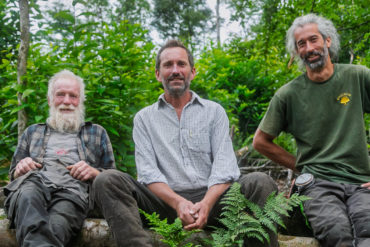 The three woodland workers, Jim Clinton Tom Murphy and Tom Sargeant in Brighstone Forest