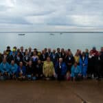 Wessex Cancer Support swimmers ready to start their swim across the Solent at 4.45am