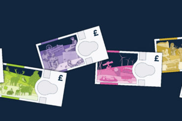 Graphic showing drawings of bank notes without portraits on them