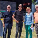 Standing in front of the main stage at IW Festival - Claire Ford, David Curtis-Brignell, John Giddings, Victoria Borwick, Will Myles