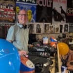 David DJing at Sounds and Grounds Record shop in Cowes
