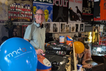 David DJing at Sounds and Grounds Record shop in Cowes