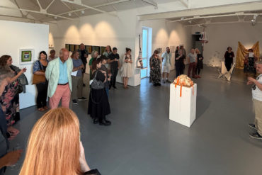 Ian Whitmore speaking at the opening of OPEN exhibition, Soft