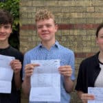 William & Daniel (twins) and Lydia with their GCSE results