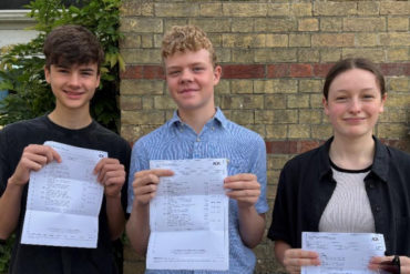 William & Daniel (twins) and Lydia with their GCSE results