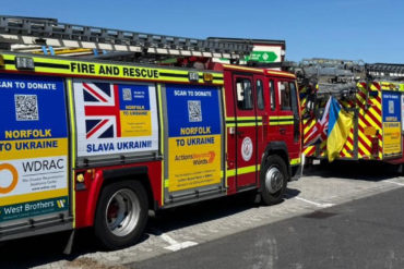 The two fire engines on their way to Ukraine