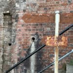 bembridge fort decayed bricks and rusty signs