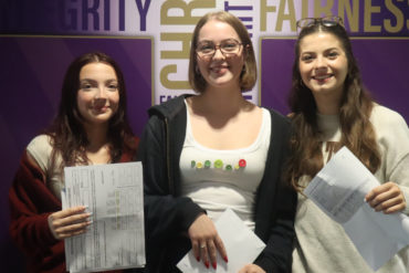 Christ the King College pupils with their A-Level result certificates