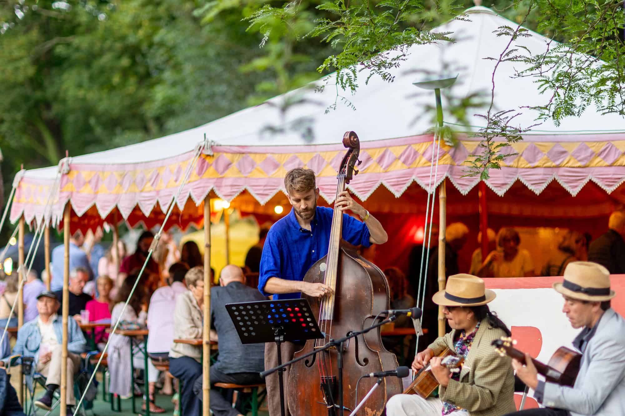 musicians playing live music in the park at ventnor fringe