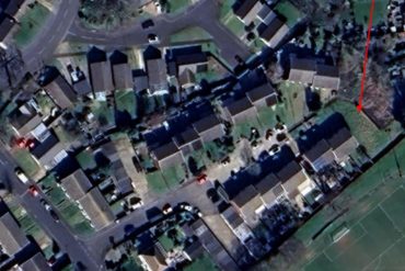 Aerial map of the location with red arrow pointing to the site in question