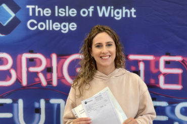 Pupils receiving their GCSE results at Isle of Wight College