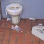 The vandalised toilets