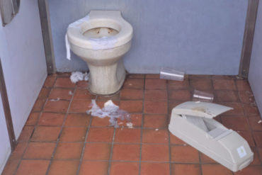 The vandalised toilets