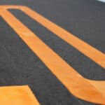 20 painted in yellow on the road
