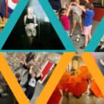 Montage of photos of aspiring young actors at the summer workshops