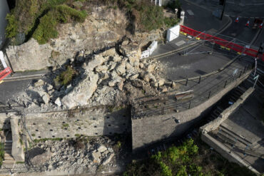 aerial view of the Belgrave Road rockfall