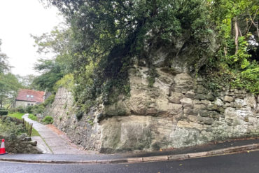 Bonchurch Shute closure sign and road cones