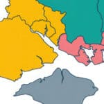 Map of showing boundaries of three mainland authorities and the Isle of Wight