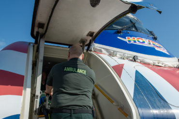 Stretcher being placed in Hovercraft