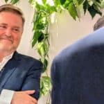 Nigel smiling at his retirement party