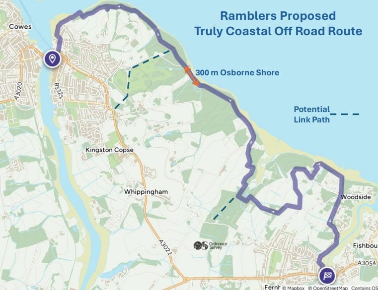 The Ramblers' preferred route across Barton and Osborne estates