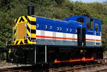 Rushden locomotive engine on railway tracks