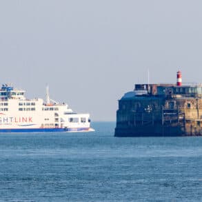 Spitbank Fort and a Wightlink ferry (''St. Clare''), The Solent
