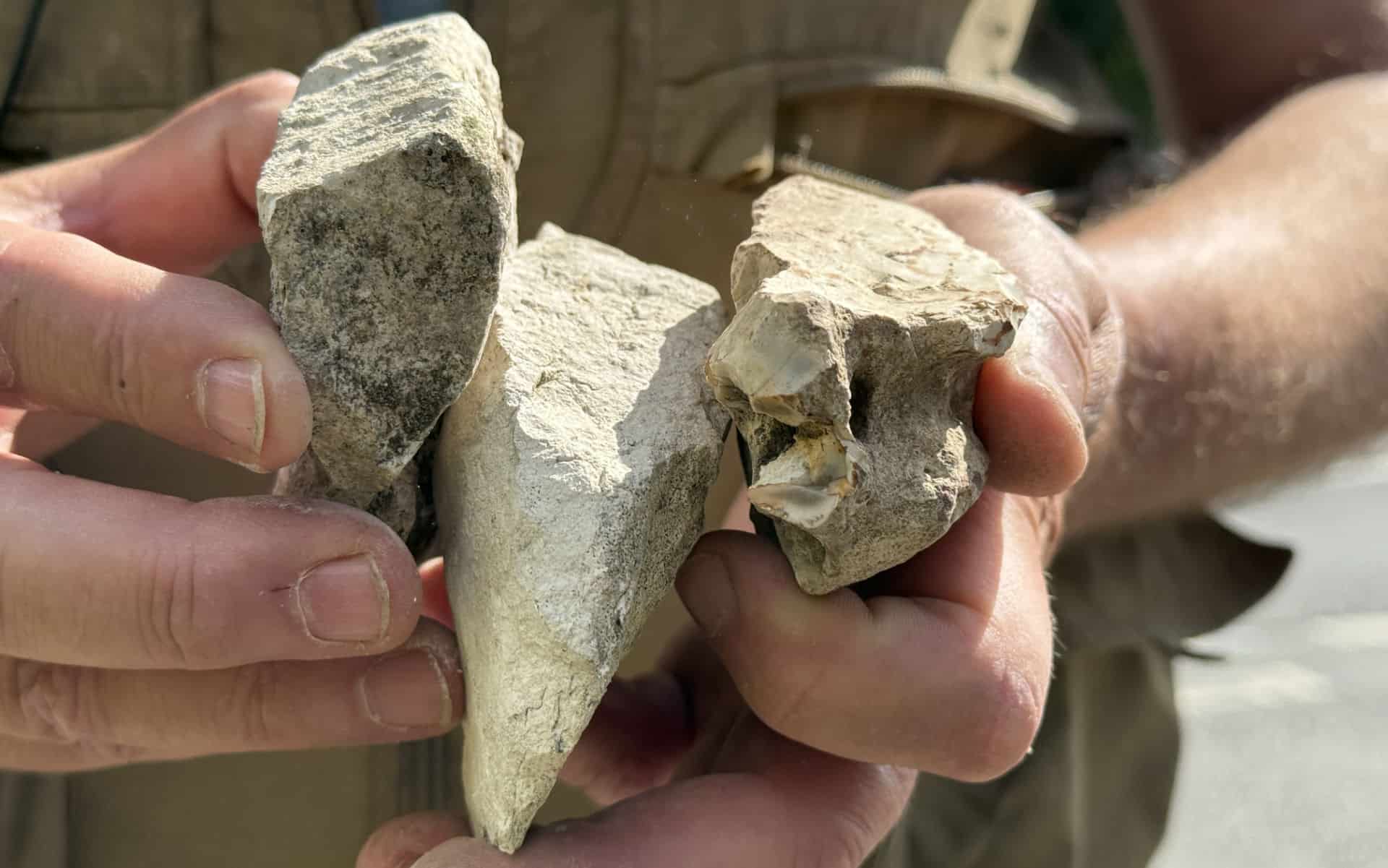 Three rocks showing the graben structure falling in the middle