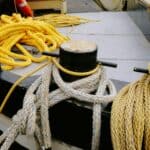 close up of ropes on a fishing boat