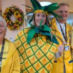 People at the hospice dressed in yellow outfits