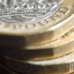 Pile of one pound coins