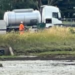 The sewage tanker by the pumping station